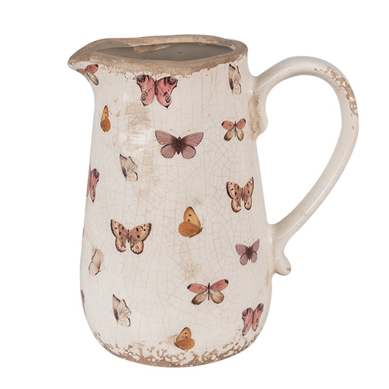 Jarra decorativa 16x12x18 cm · beige y rosa — La Reineta