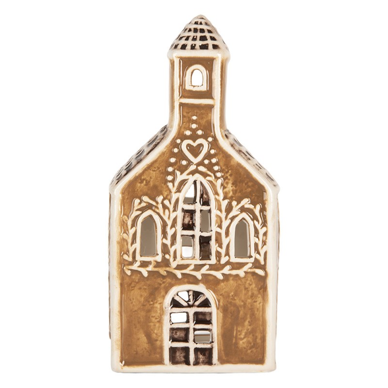 Portavelas casita 8x7x17 cm · casita, marrón — La Reineta