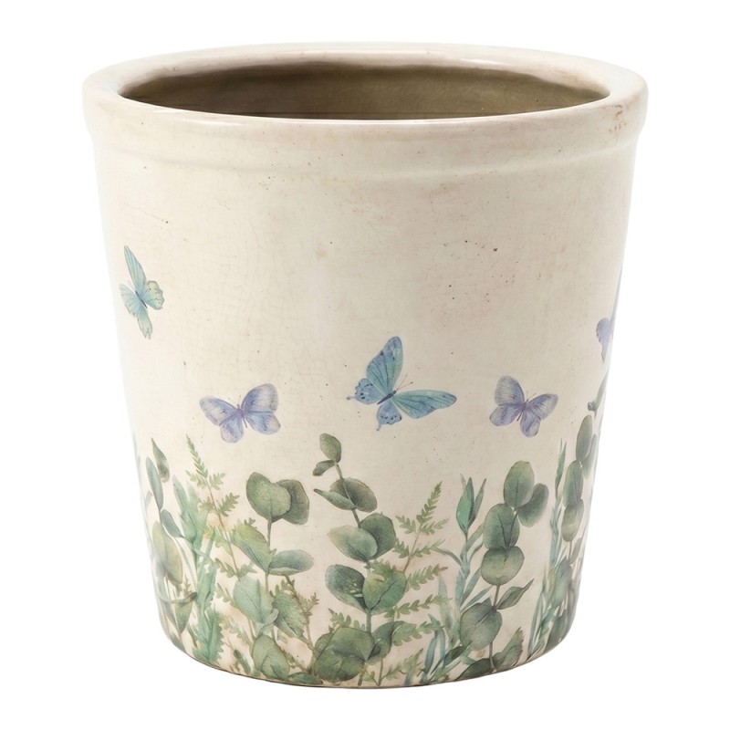 Macetero decorativo Ø 15x14 cm · mariposa, beige — La Reineta