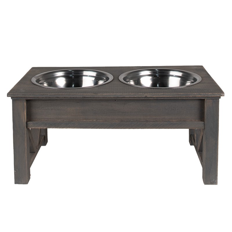 Comedero para animales 40x22x18 cm / 2x500 ml · perro y gato, gris — La Reineta
