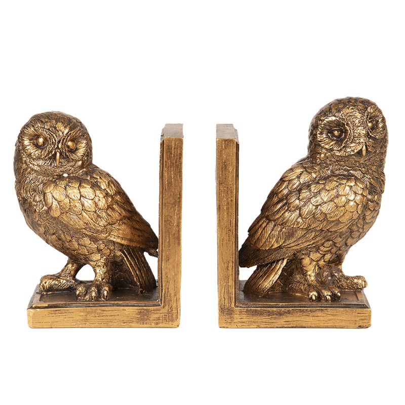 Sujetalibros búhos juego de 2, 12x8x16 cm · búho, dorado — La Reineta