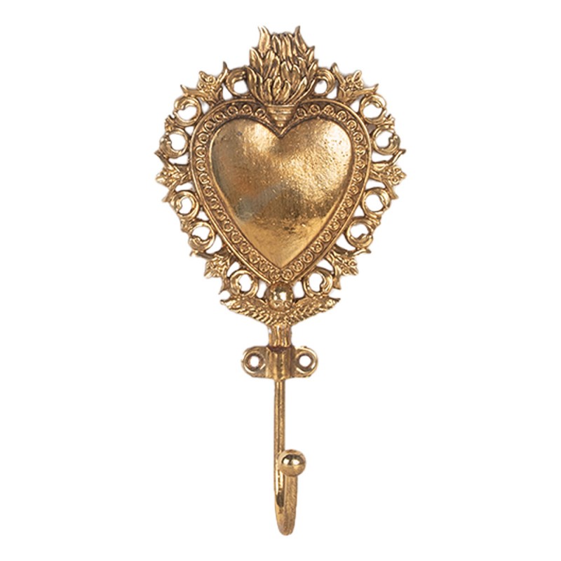 Percha de pared 7x4x15 cm · corazón, dorado — La Reineta
