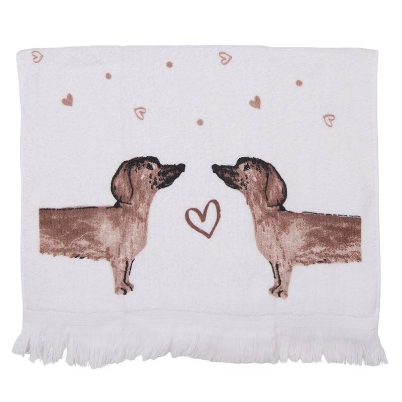 Toalla de invitados 40x66 cm · teckels, beige y marrón — La Reineta