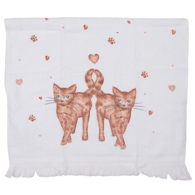 Toalla de invitados 40x66 cm · gatos, blanco y marrón — La Reineta