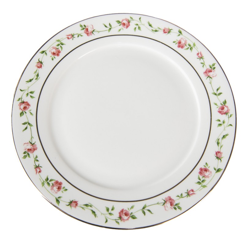 Plato pequeño Ø 21x2 cm · flores, blanco y rosa — La Reineta