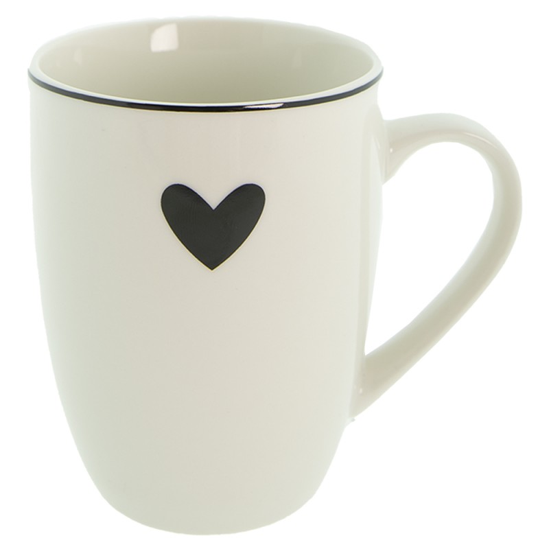 Taza 12x8x10 cm / 350 ml · corazón, blanco y negro — La Reineta
