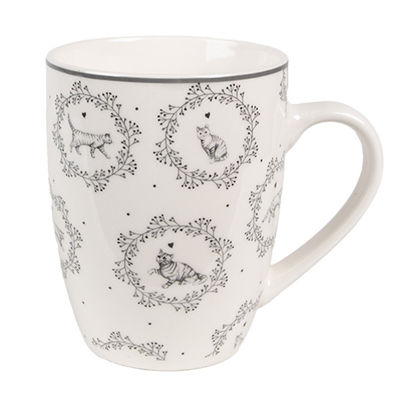 Taza 12x8x10 cm / 325 ml · gatos, blanco y gris — La Reineta