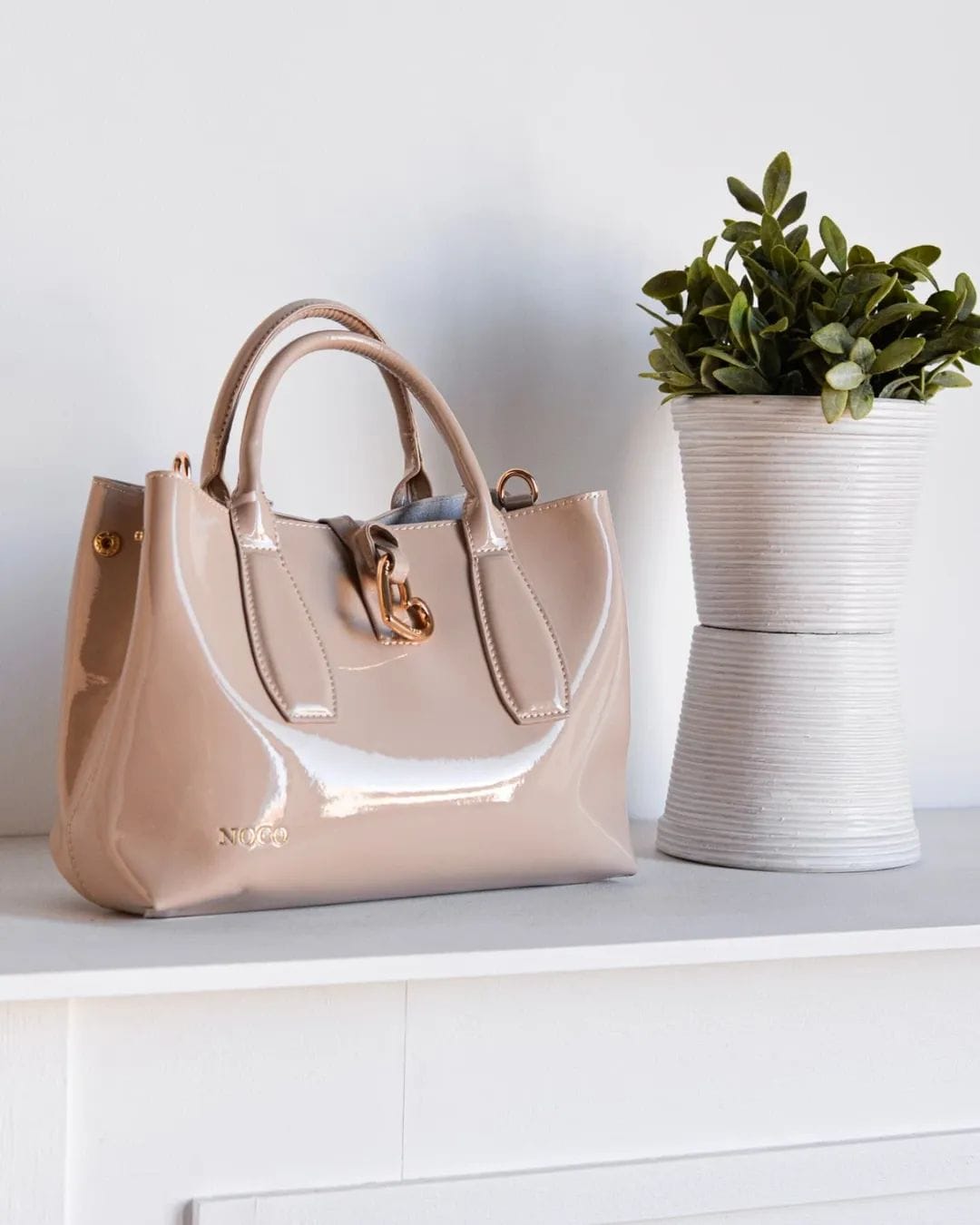 Bolso maletín charol rosa empolvado — Noco